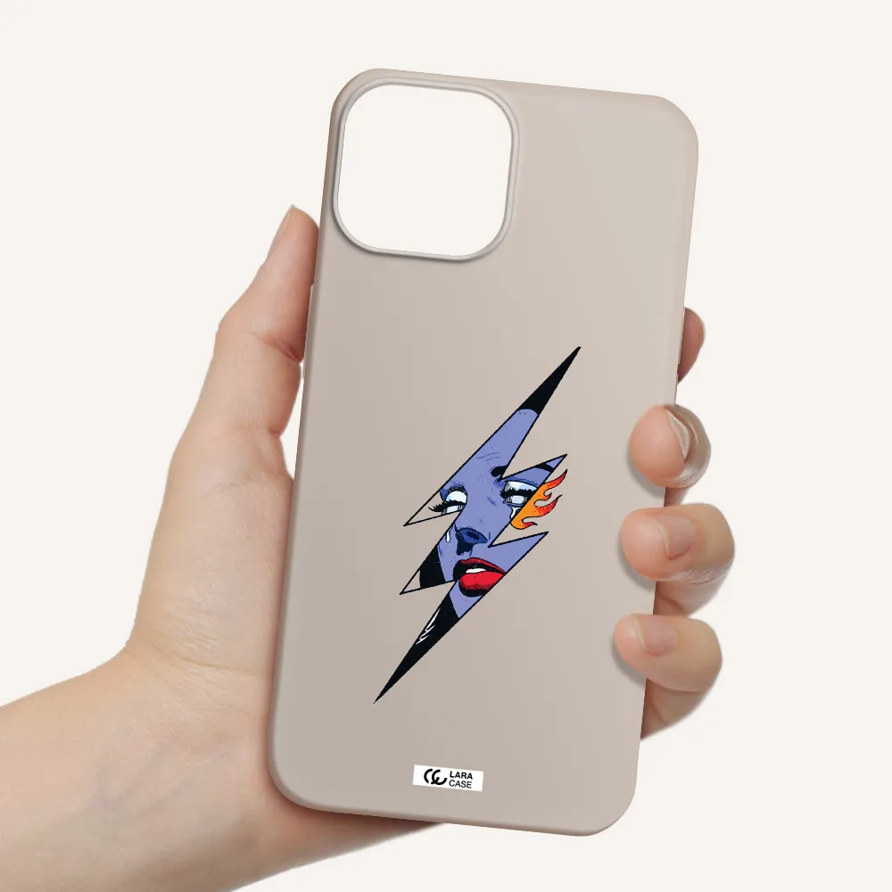a lightning bolt with a woman's face Apple iPhone 13 Silicone Stone Case