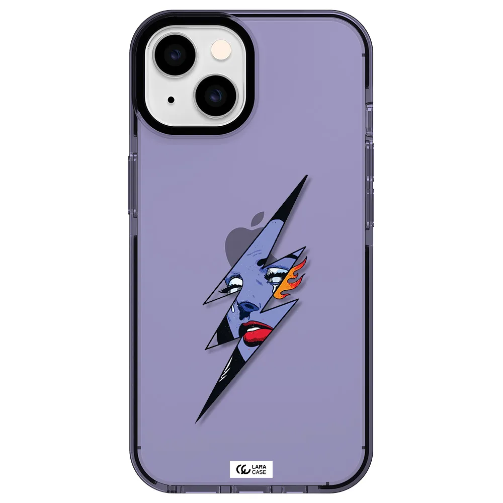 a lightning bolt with a woman's face Apple iPhone 14 impact Lilac Case