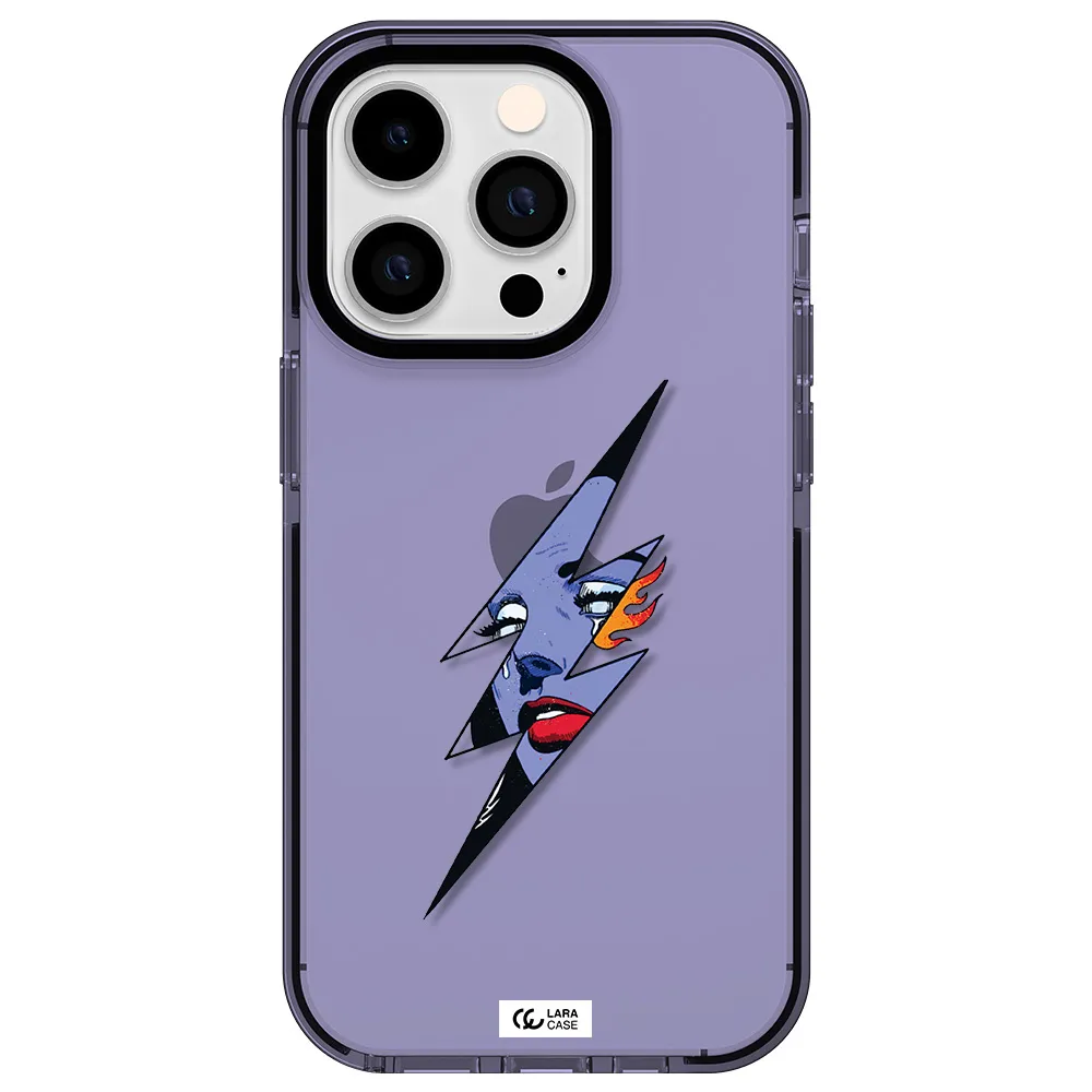 a lightning bolt with a woman's face Apple iPhone 14 pro impact Lilac Case