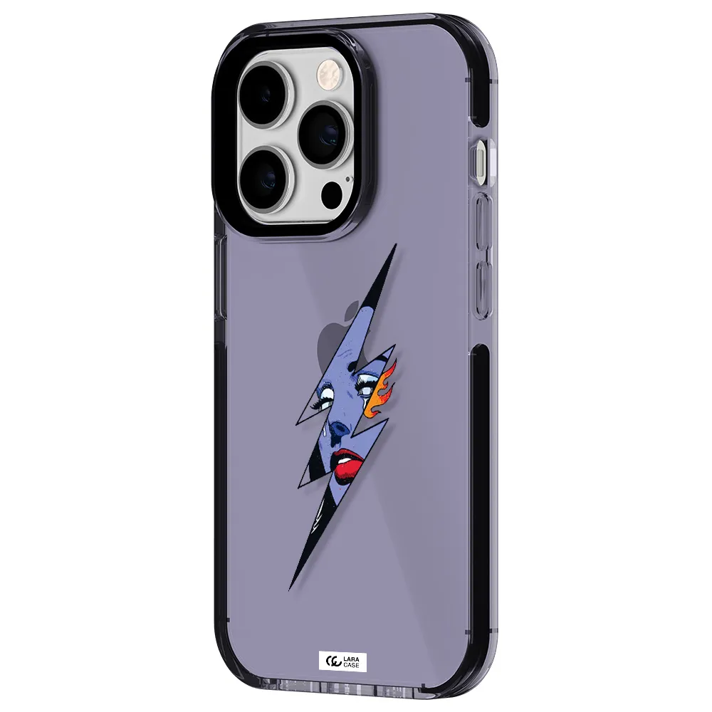 a lightning bolt with a woman's face Apple iPhone 14 pro impact Lilac Case