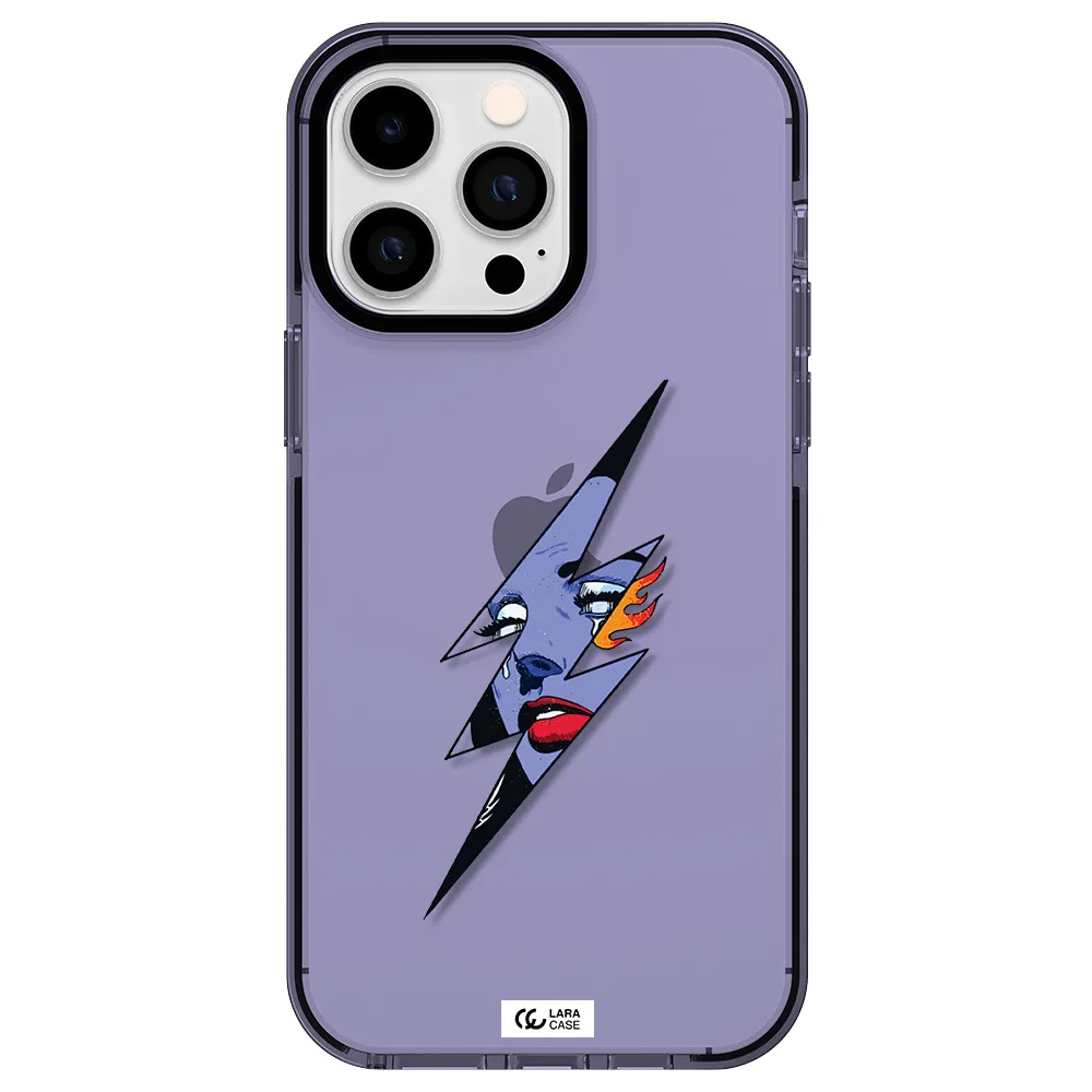 a lightning bolt with a woman's face Apple iPhone 14 pro max impact Lilac Case