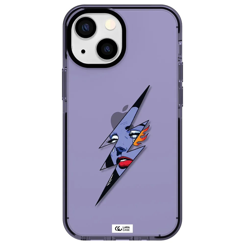 a lightning bolt with a woman's face Apple iPhone 15 impact Lilac Case