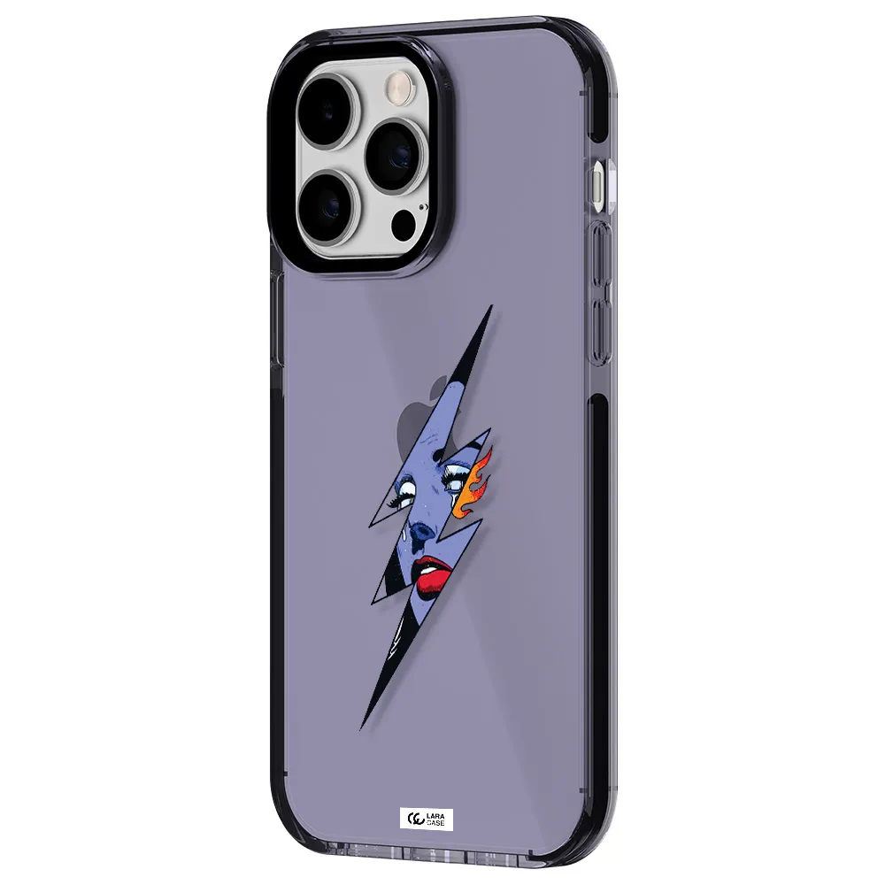 a lightning bolt with a woman's face Apple iPhone 15 Pro impact Lilac Case