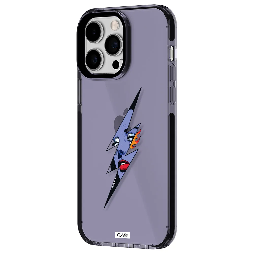 a lightning bolt with a woman's face Apple iPhone 15 Pro Max impact Lilac Case