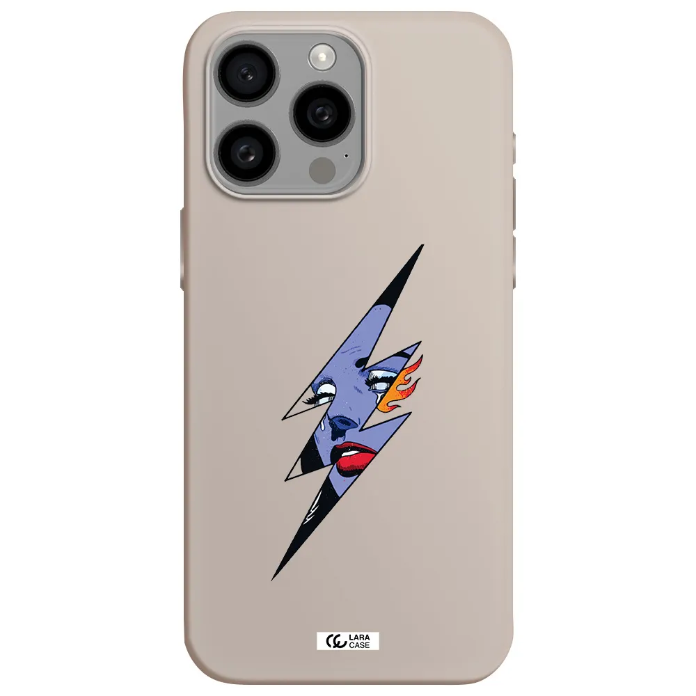 a lightning bolt with a woman's face Apple Iphone 15 Pro max Silicone Stone Case