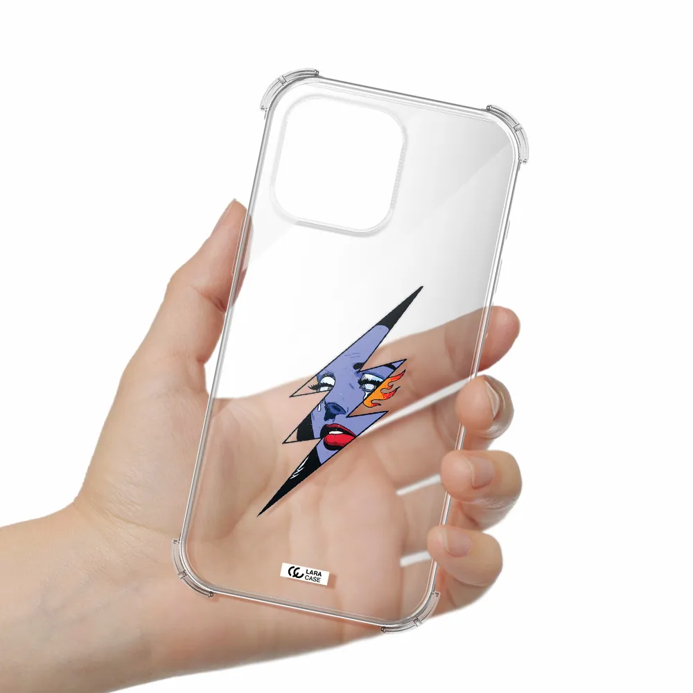 A Lightning Bolt With A Woman's Face Apple Iphone 16 Pro Max Clear Pc Case
