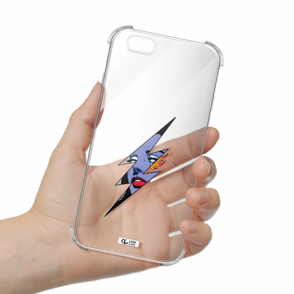a lightning bolt with a woman's face Apple iPhone 6 Clear PC Case