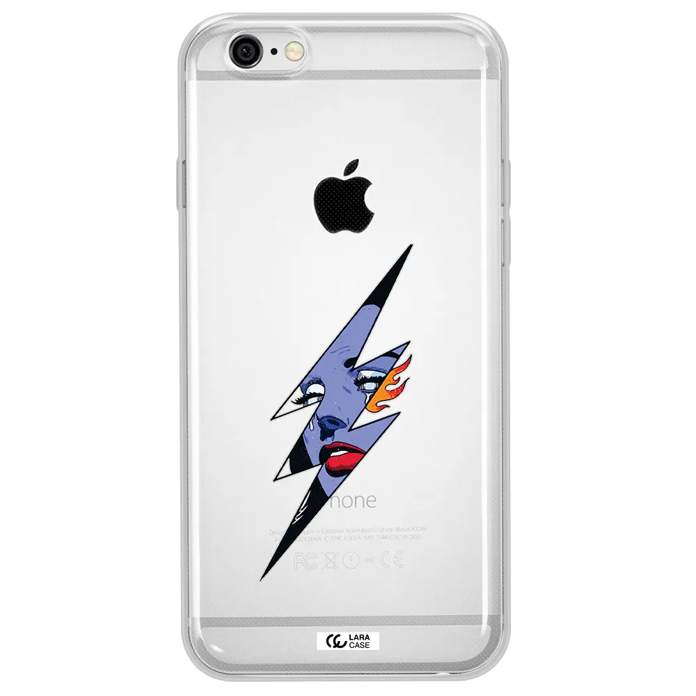 a lightning bolt with a woman's face Apple iPhone 6 Clear TPU Case