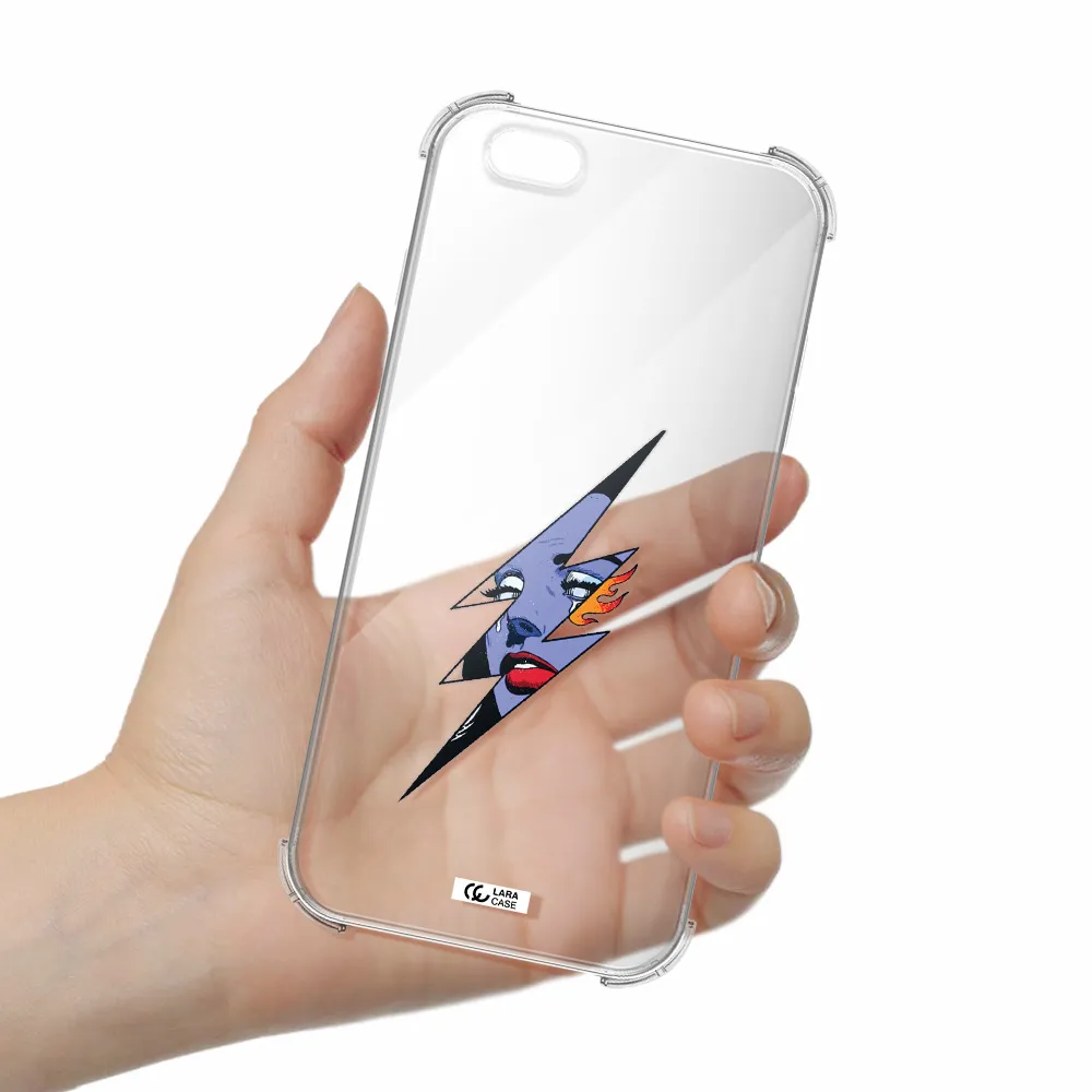 a lightning bolt with a woman's face Apple iPhone 6 plus Clear PC Case