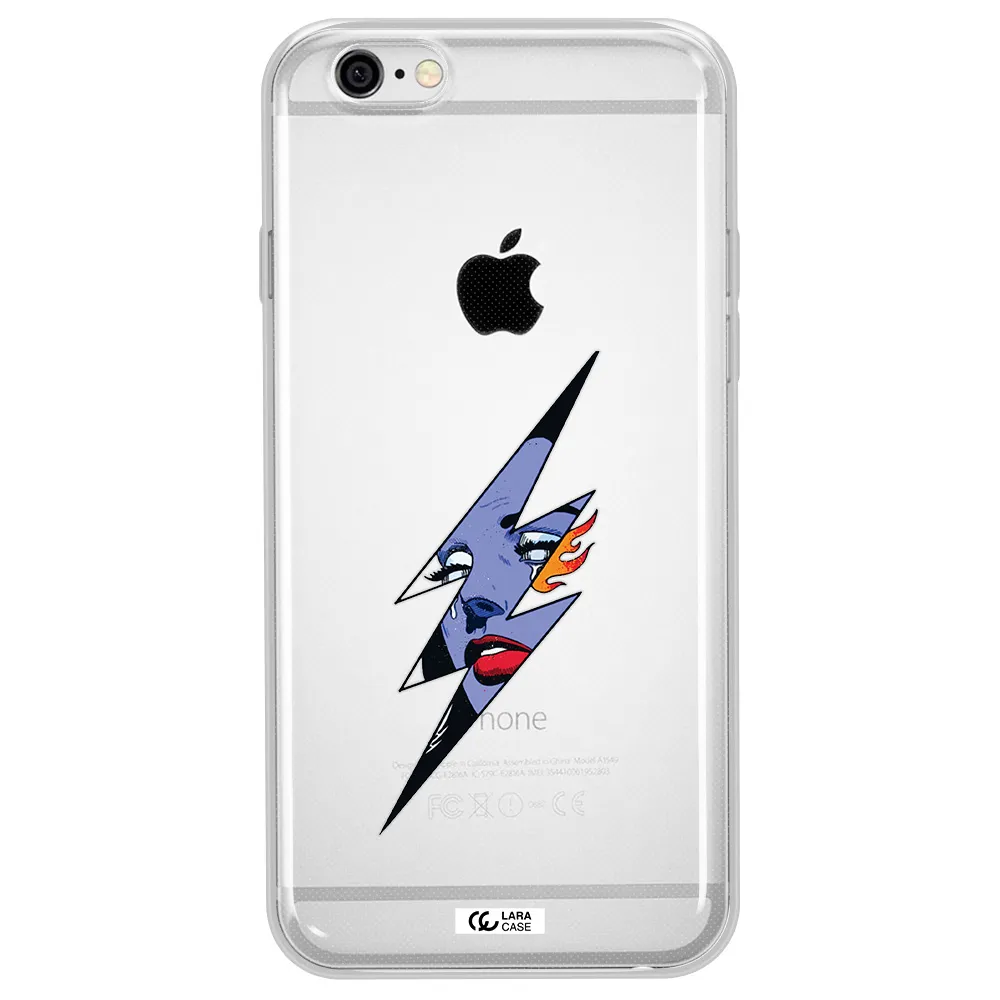a lightning bolt with a woman's face Apple iPhone 6 plus Clear TPU Case
