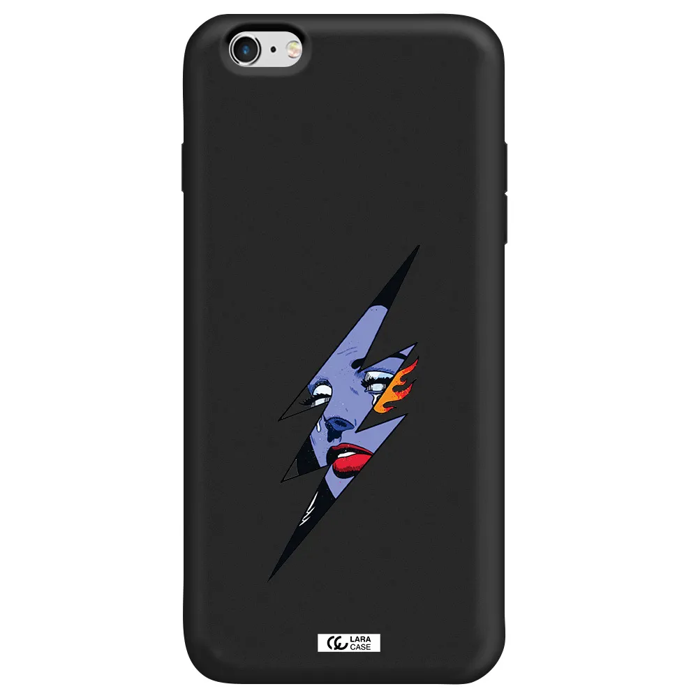 a lightning bolt with a woman's face Apple iPhone 6 plus Silicone black Case