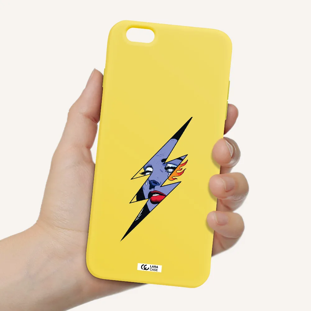 a lightning bolt with a woman's face Apple iPhone 6 plus Silicone canary yellow Case