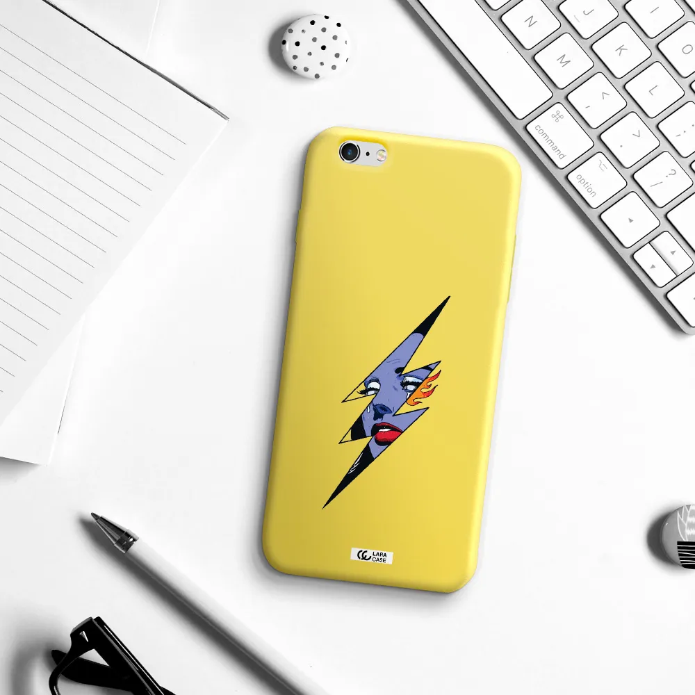 a lightning bolt with a woman's face Apple iPhone 6 plus Silicone canary yellow Case