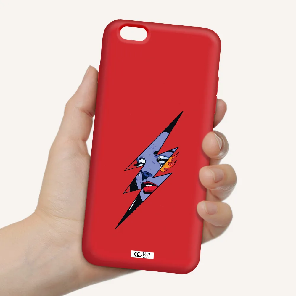 a lightning bolt with a woman's face Apple iPhone 6 plus Silicone Imperial Red Case