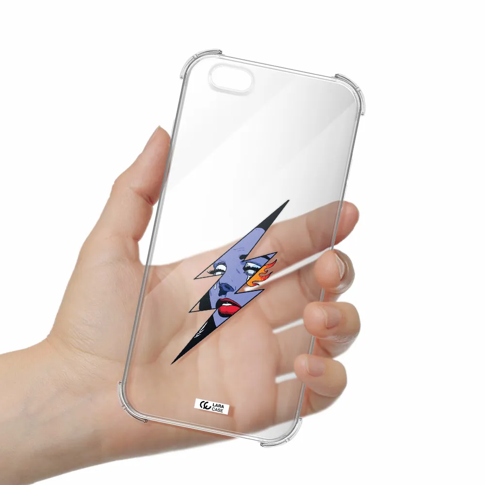 a lightning bolt with a woman's face Apple iPhone 6 s plus Clear PC Case