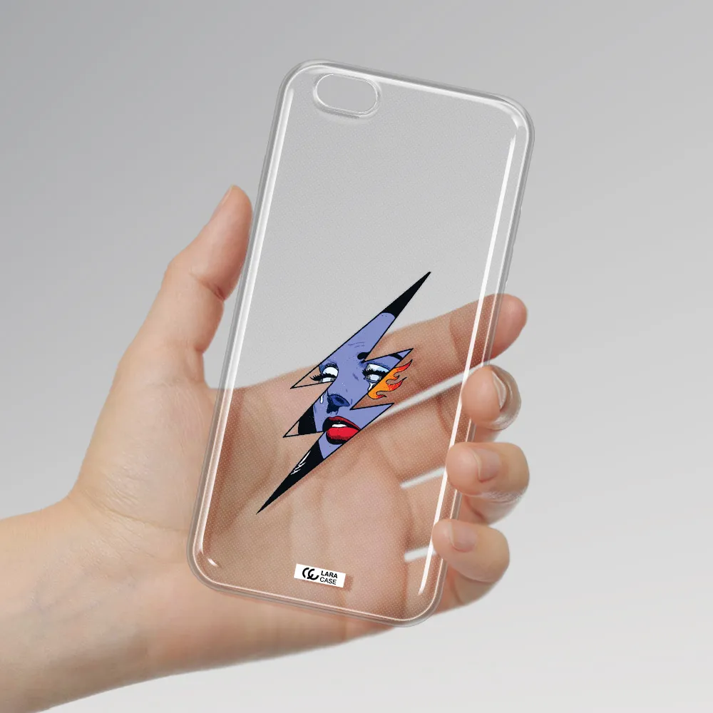 a lightning bolt with a woman's face Apple iPhone 6 s plus Clear TPU Case