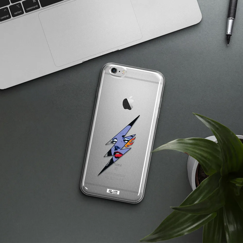 a lightning bolt with a woman's face Apple iPhone 6 s plus Clear TPU Case