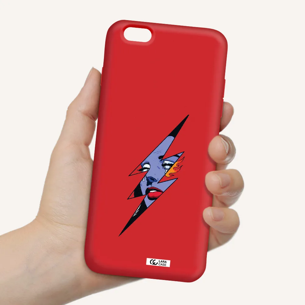 a lightning bolt with a woman's face Apple iPhone 6 s plus Silicone Imperial Red Case