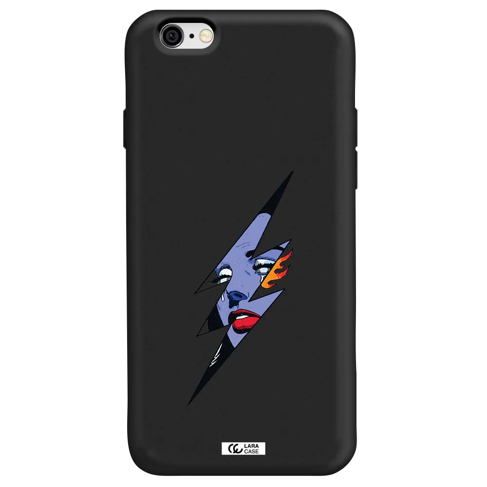 a lightning bolt with a woman's face Apple iPhone 6 Silicone black Case