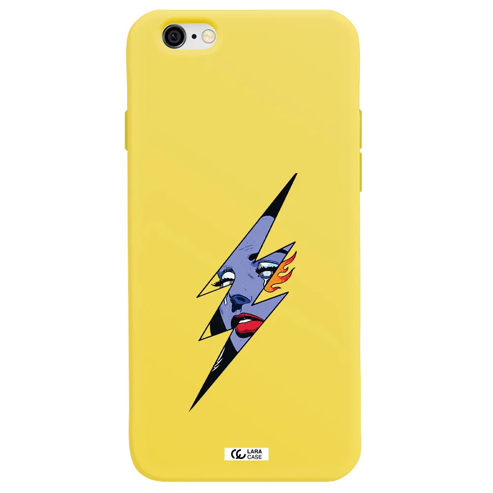 a lightning bolt with a woman's face Apple iPhone 6 Silicone canary yellow Case