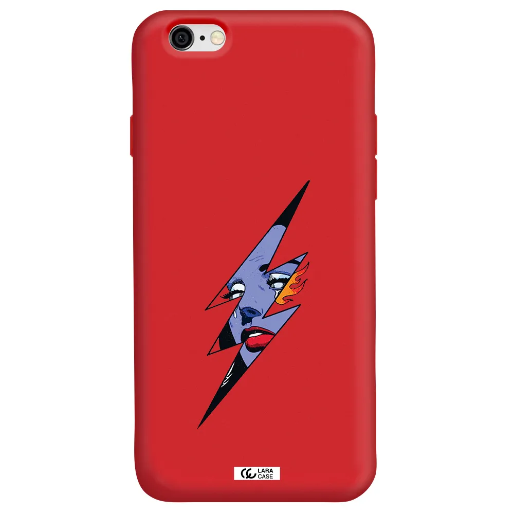 a lightning bolt with a woman's face Apple iPhone 6 Silicone Imperial Red Case