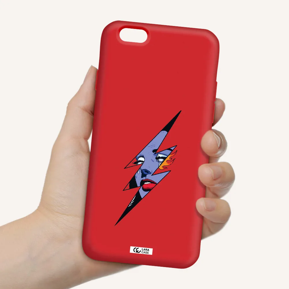 a lightning bolt with a woman's face Apple iPhone 6 Silicone Imperial Red Case