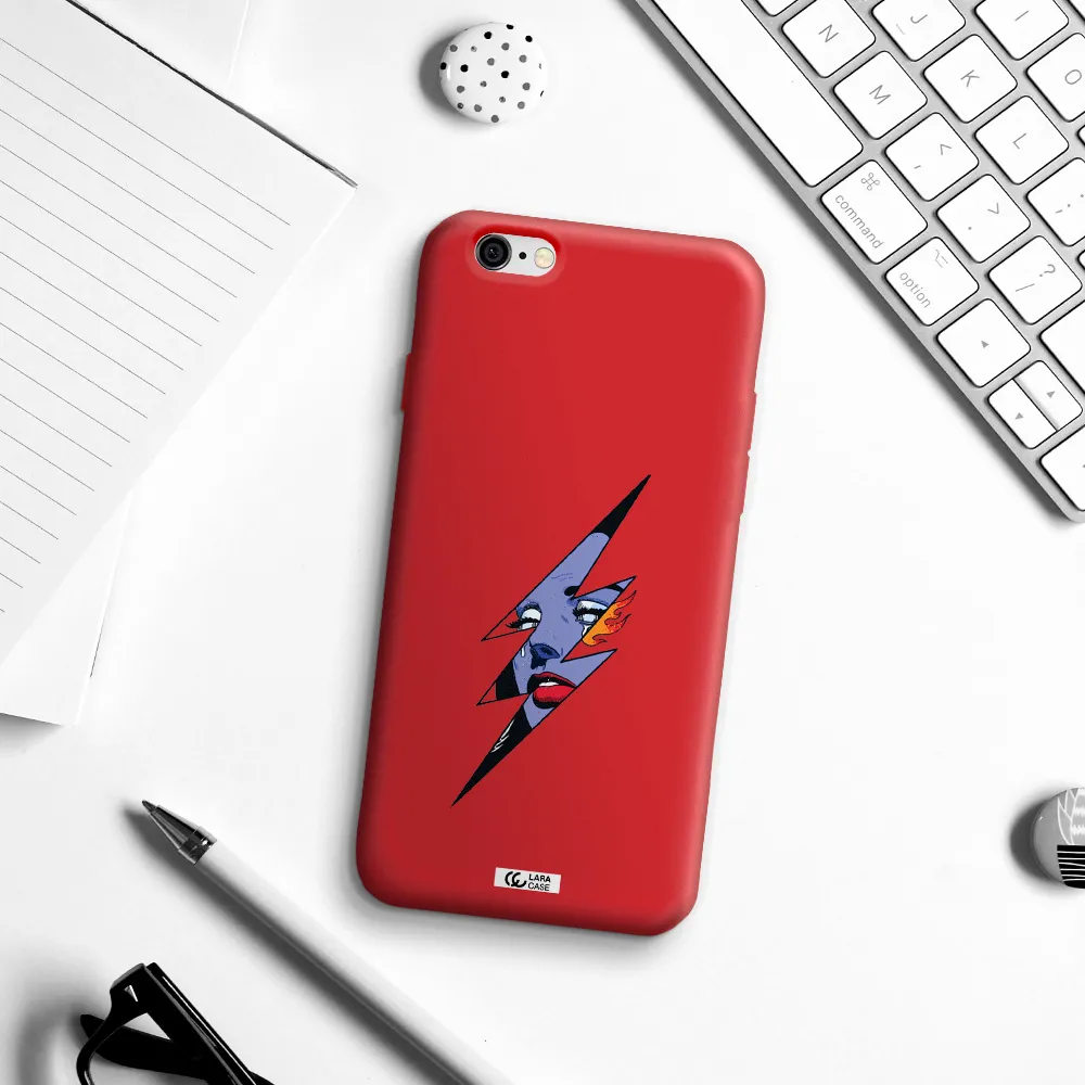 a lightning bolt with a woman's face Apple iPhone 6 Silicone Imperial Red Case