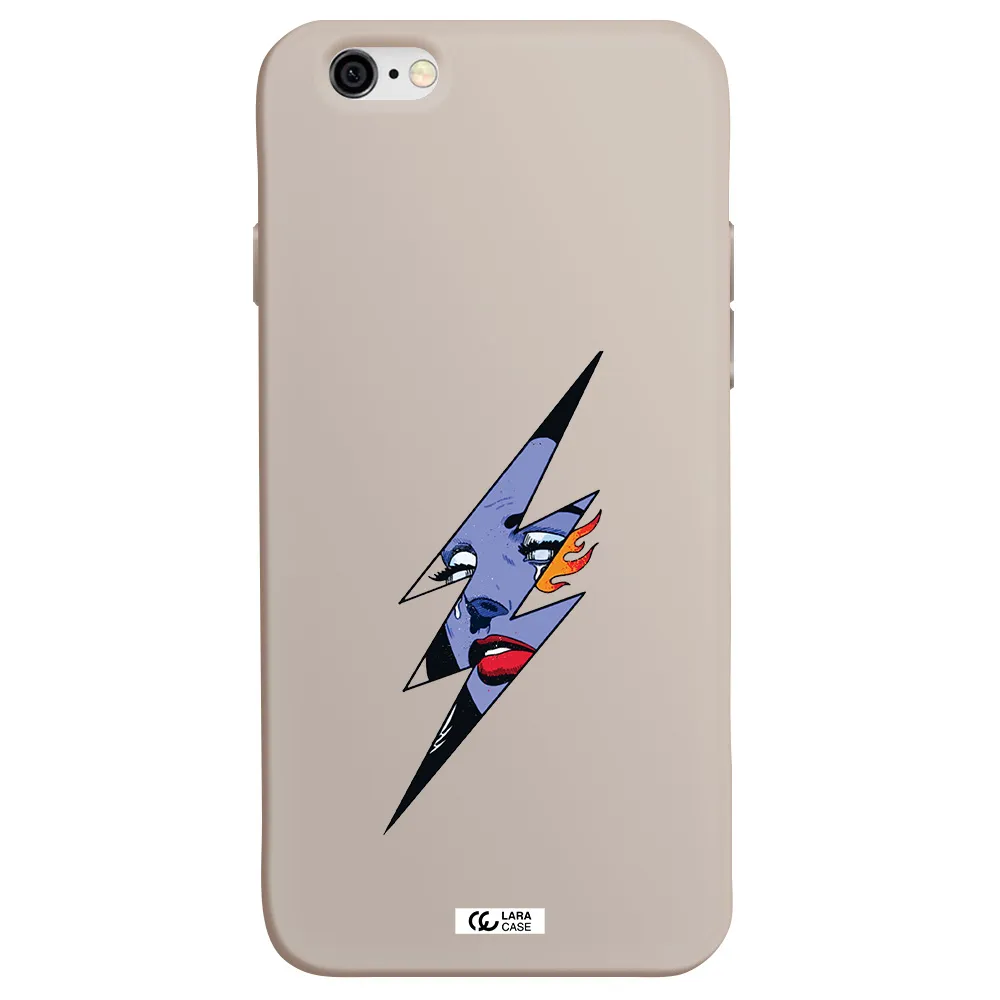 a lightning bolt with a woman's face Apple iPhone 6 Silicone Stone Case
