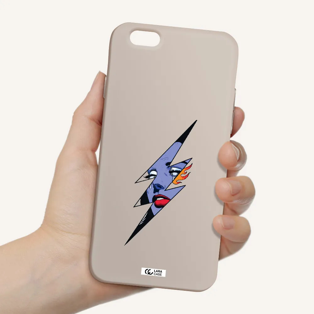 a lightning bolt with a woman's face Apple iPhone 6 Silicone Stone Case