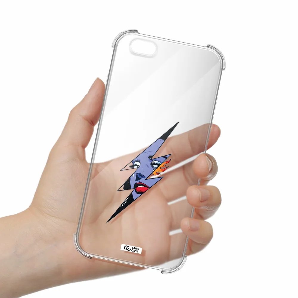 a lightning bolt with a woman's face Apple iPhone 6S Clear PC Case