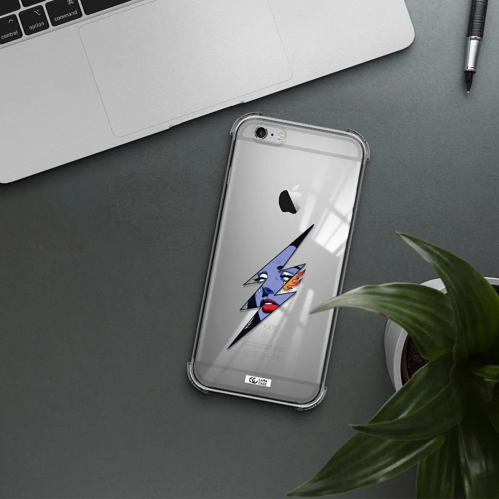 a lightning bolt with a woman's face Apple iPhone 6S Clear PC Case