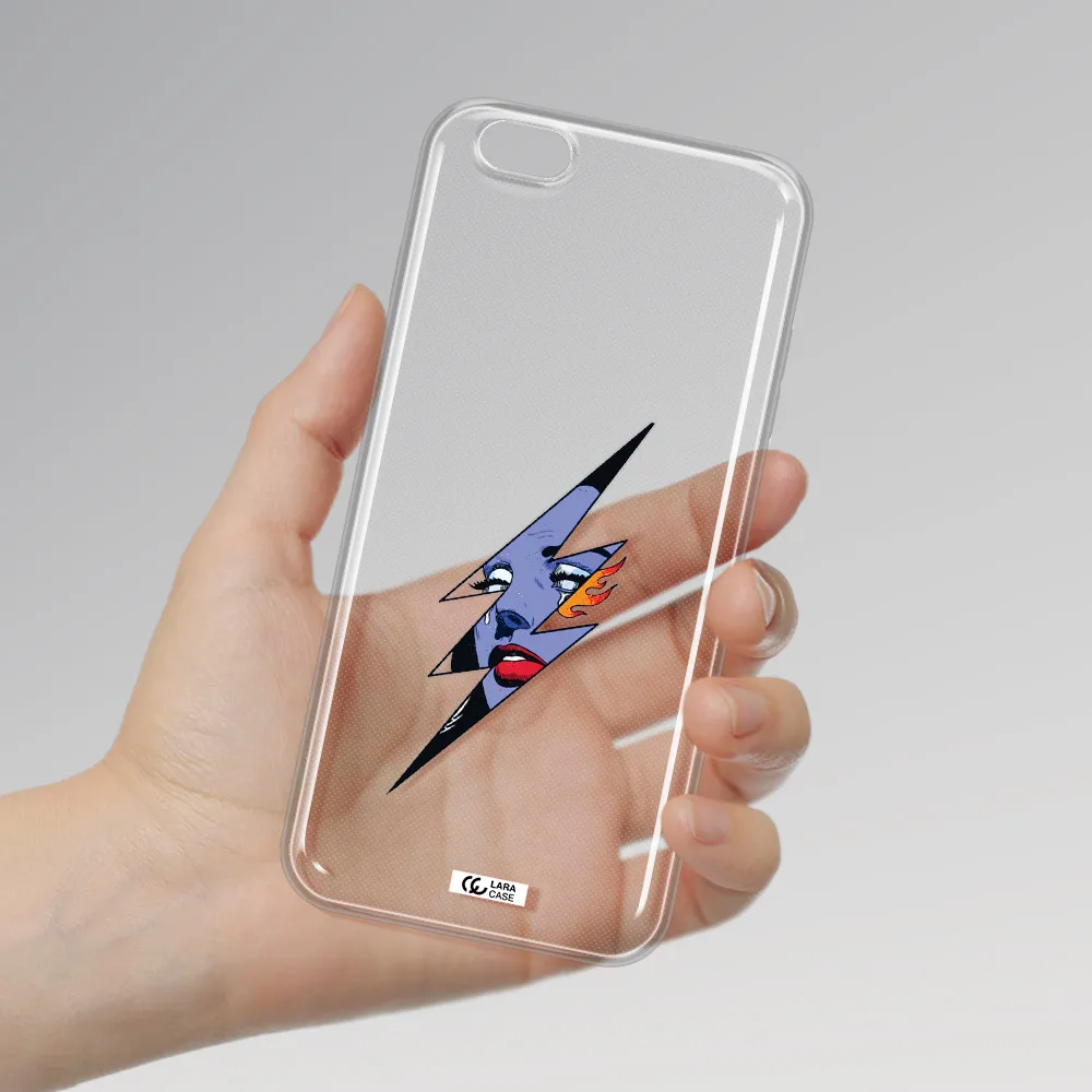 a lightning bolt with a woman's face Apple iPhone 6S Clear TPU Case