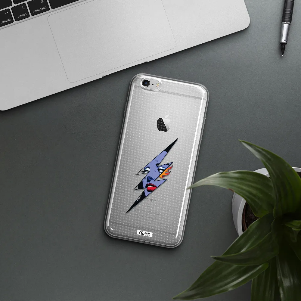 a lightning bolt with a woman's face Apple iPhone 6S Clear TPU Case