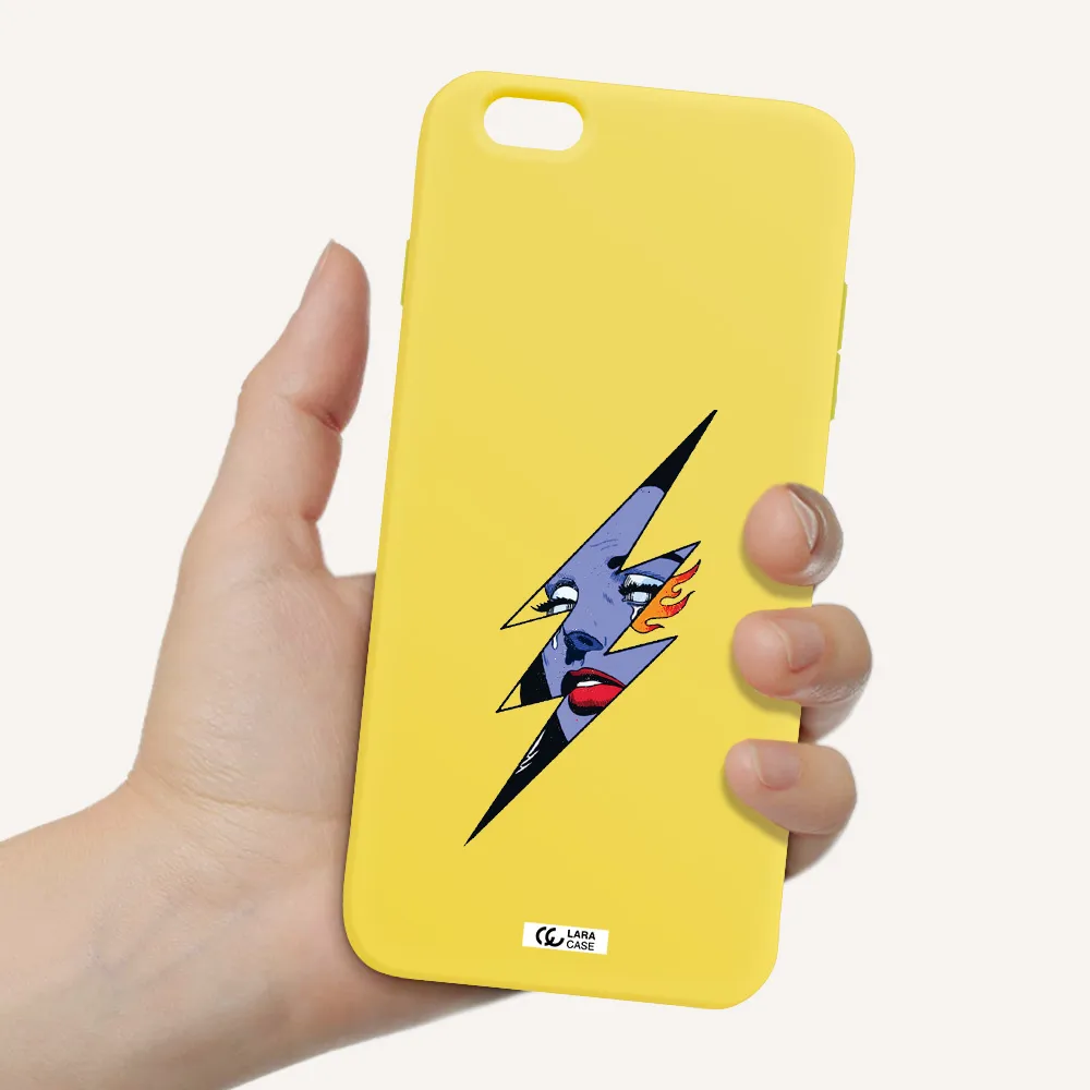 a lightning bolt with a woman's face Apple iPhone 6S Silicone canary yellow Case