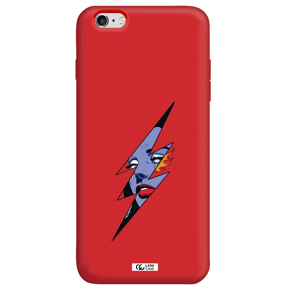 a lightning bolt with a woman's face Apple iPhone 6S Silicone Imperial Red Case