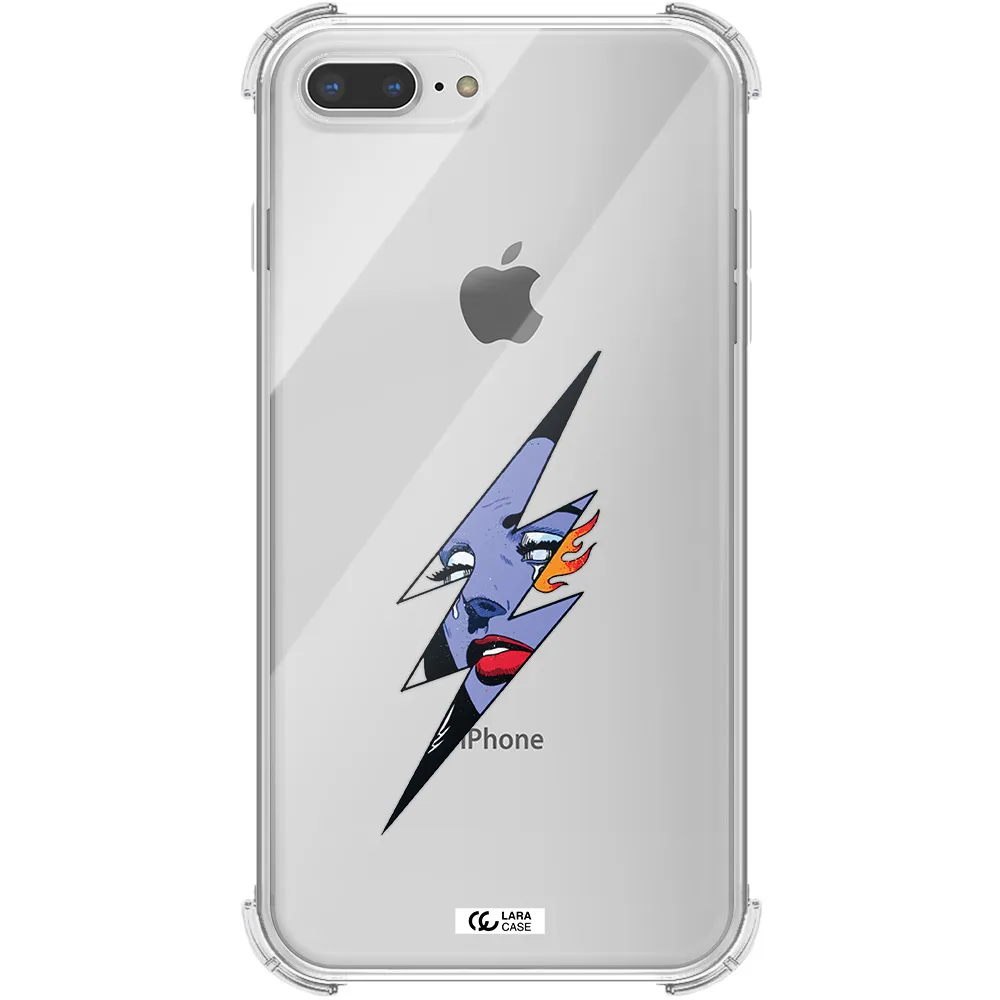 a lightning bolt with a woman's face Apple iPhone 7 plus Clear PC Case