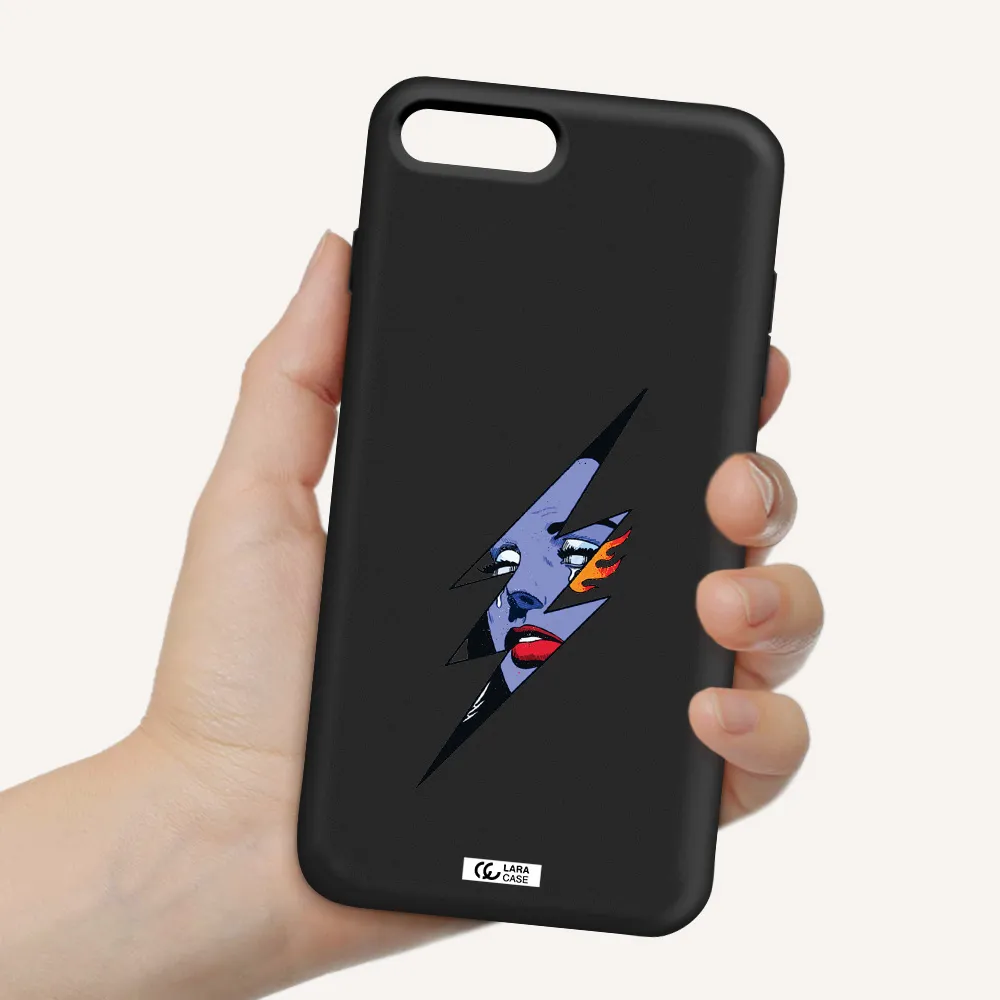 a lightning bolt with a woman's face Apple iPhone 7 plus Silicone black Case
