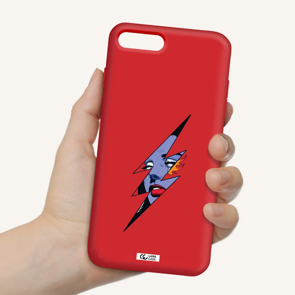 a lightning bolt with a woman's face Apple iPhone 7 plus Silicone Imperial Red Case