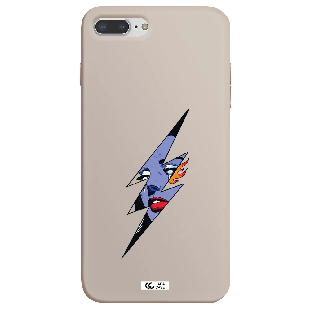 a lightning bolt with a woman's face Apple iPhone 7 plus Silicone Stone Case
