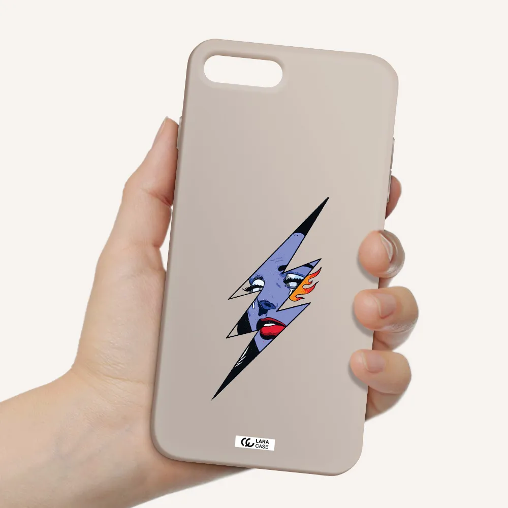 a lightning bolt with a woman's face Apple iPhone 7 plus Silicone Stone Case