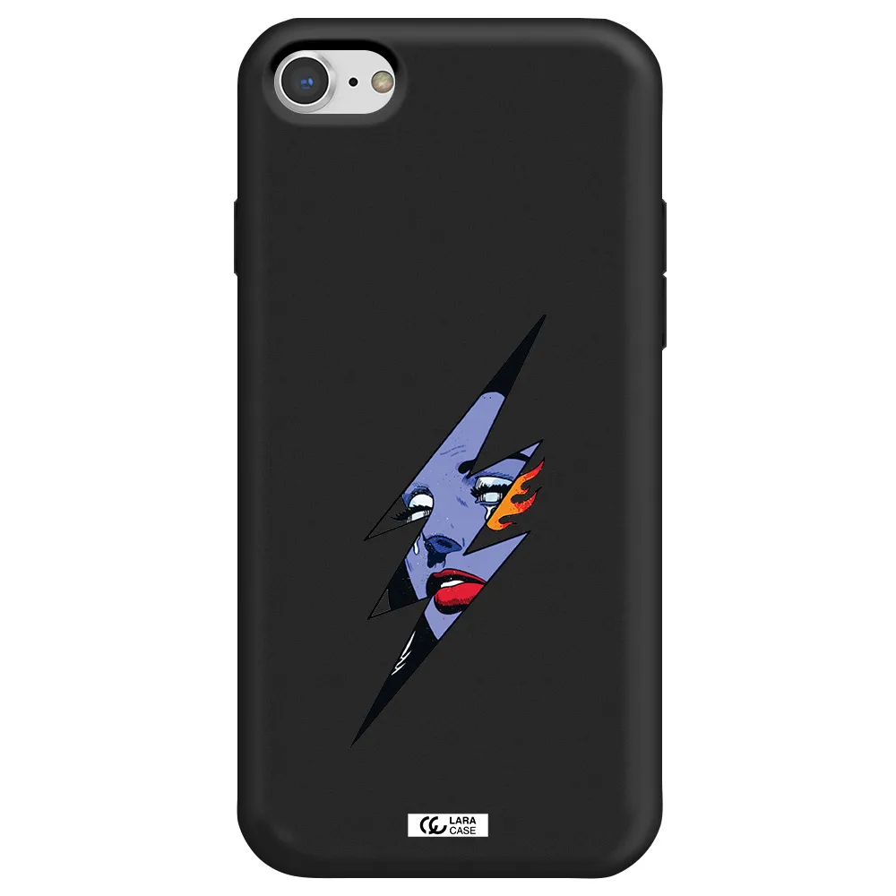 a lightning bolt with a woman's face Apple iPhone 7 Silicone black Case