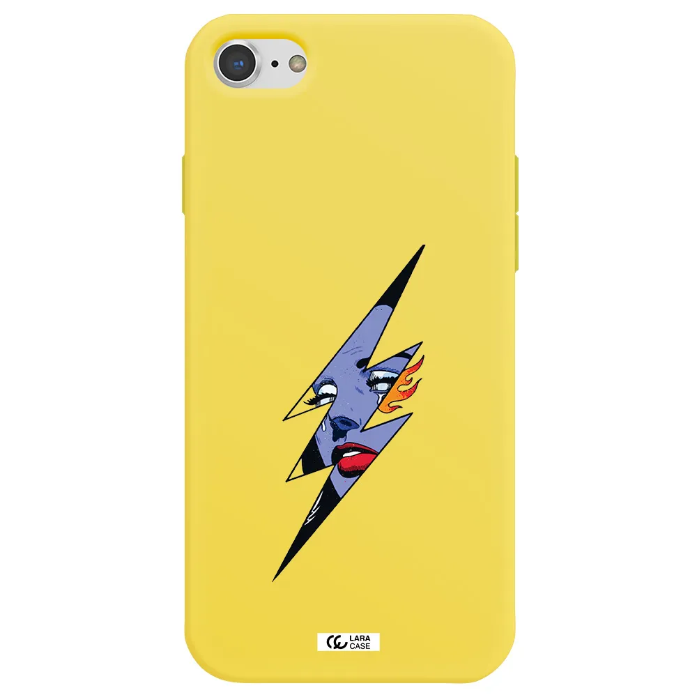a lightning bolt with a woman's face Apple iPhone 7 Silicone canary yellow Case