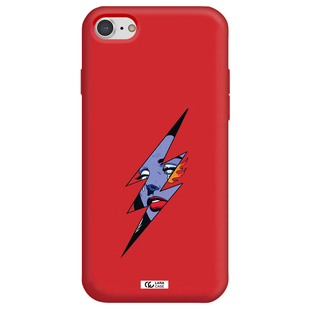 a lightning bolt with a woman's face Apple iPhone 7 Silicone Imperial Red Case