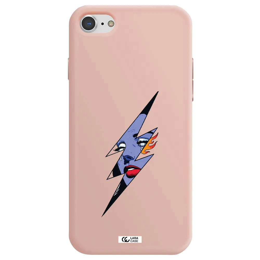 a lightning bolt with a woman's face Apple iPhone 7 Silicone pastel pink Case