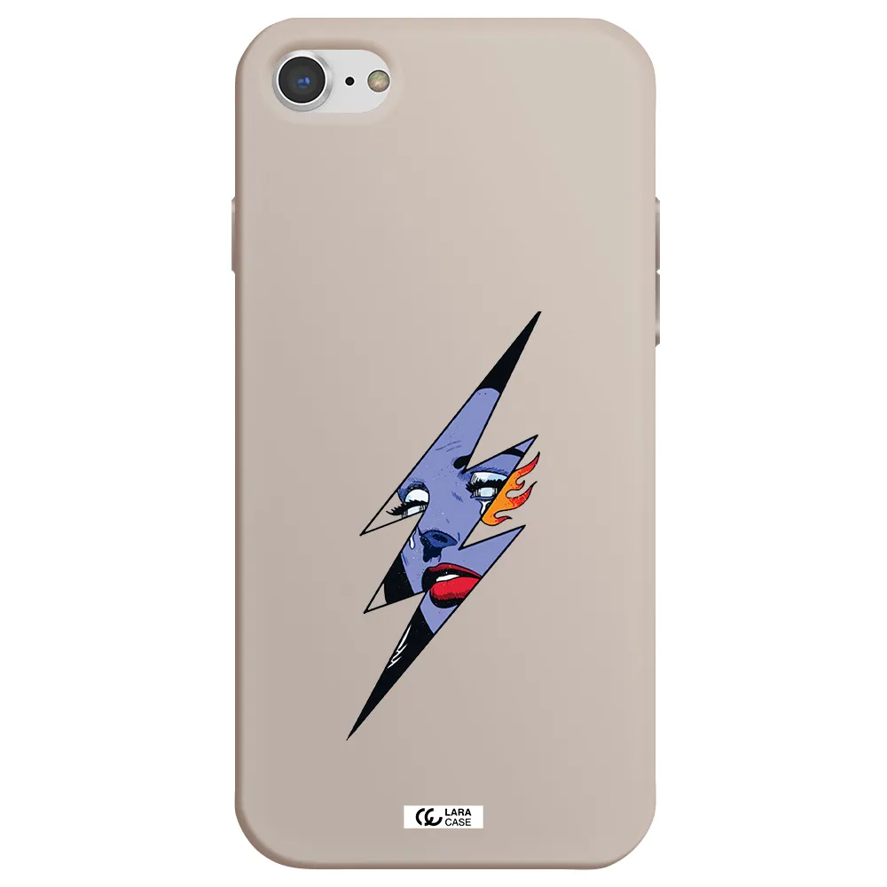 a lightning bolt with a woman's face Apple iPhone 7 Silicone Stone Case