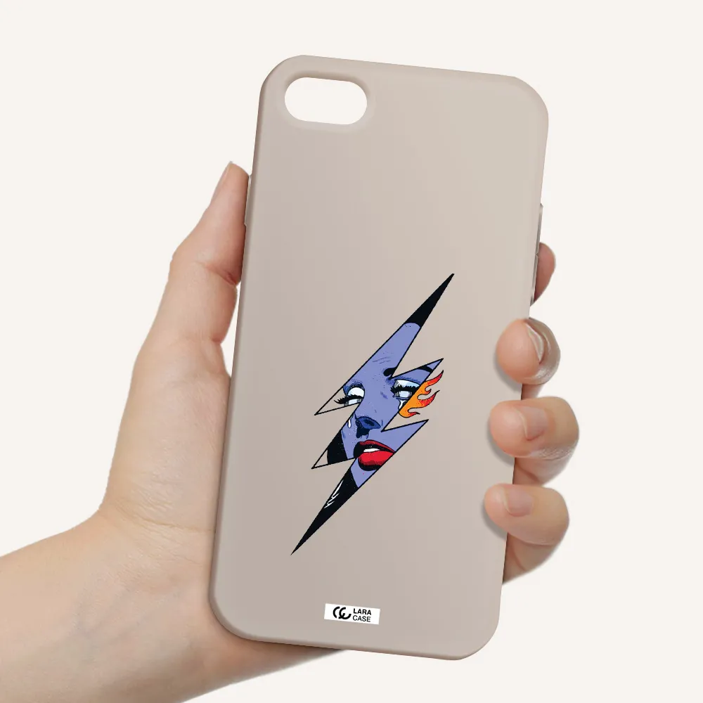 a lightning bolt with a woman's face Apple iPhone 7 Silicone Stone Case