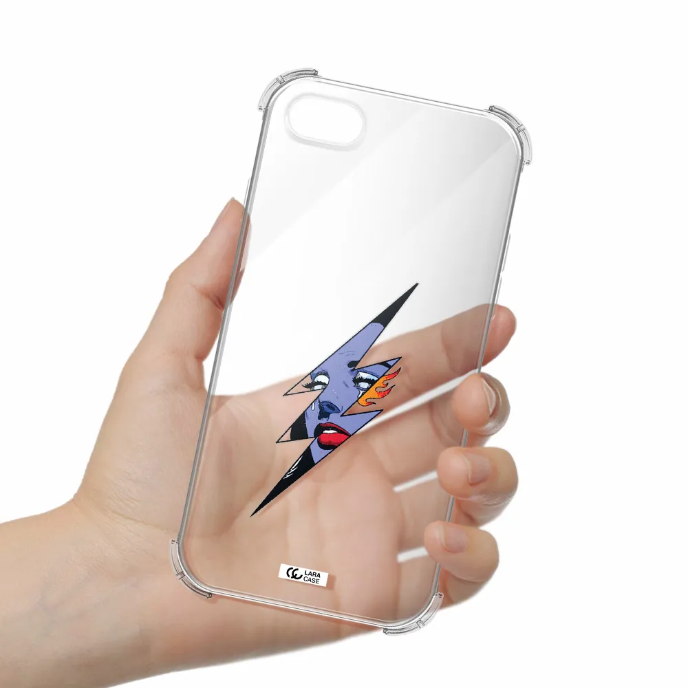 a lightning bolt with a woman's face Apple iPhone 8 Clear PC Case