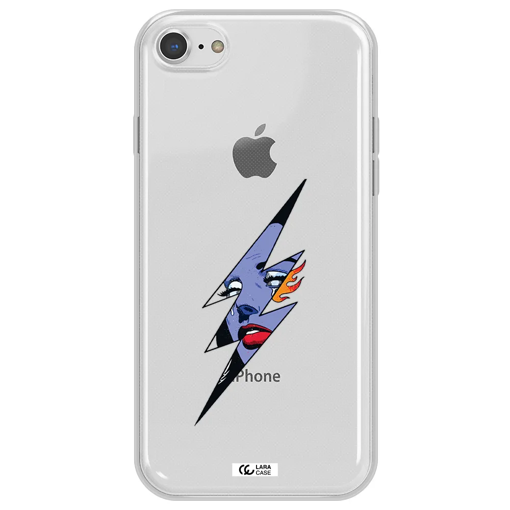 a lightning bolt with a woman's face Apple iPhone 8 Clear TPU Case