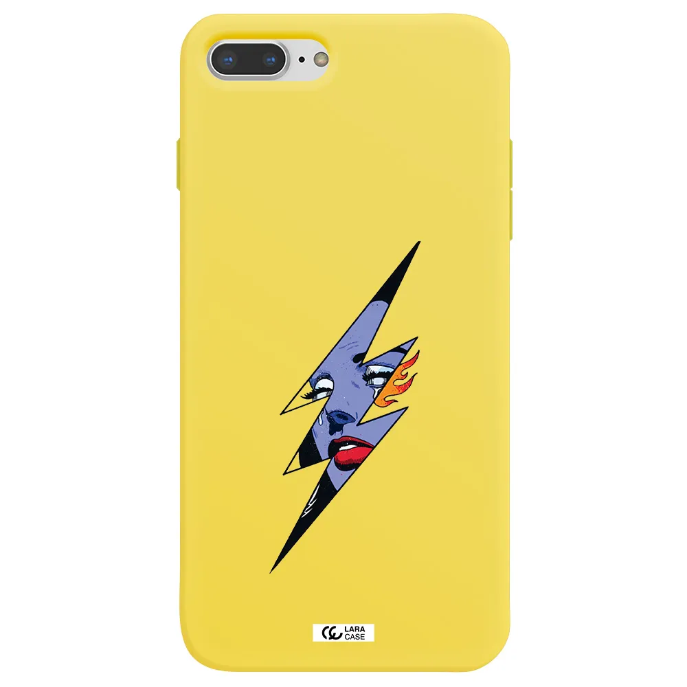 a lightning bolt with a woman's face Apple iPhone 8 plus Silicone canary yellow Case