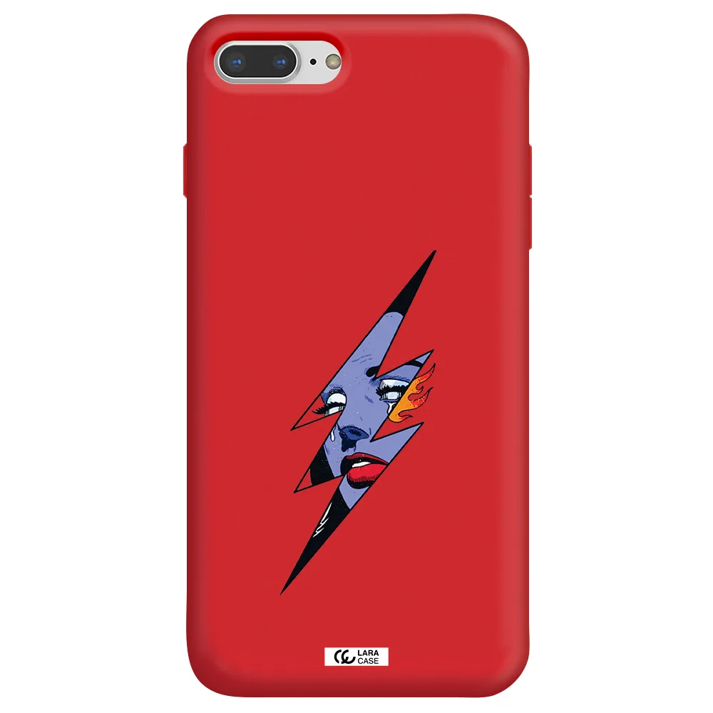 a lightning bolt with a woman's face Apple iPhone 8 plus Silicone Imperial Red Case